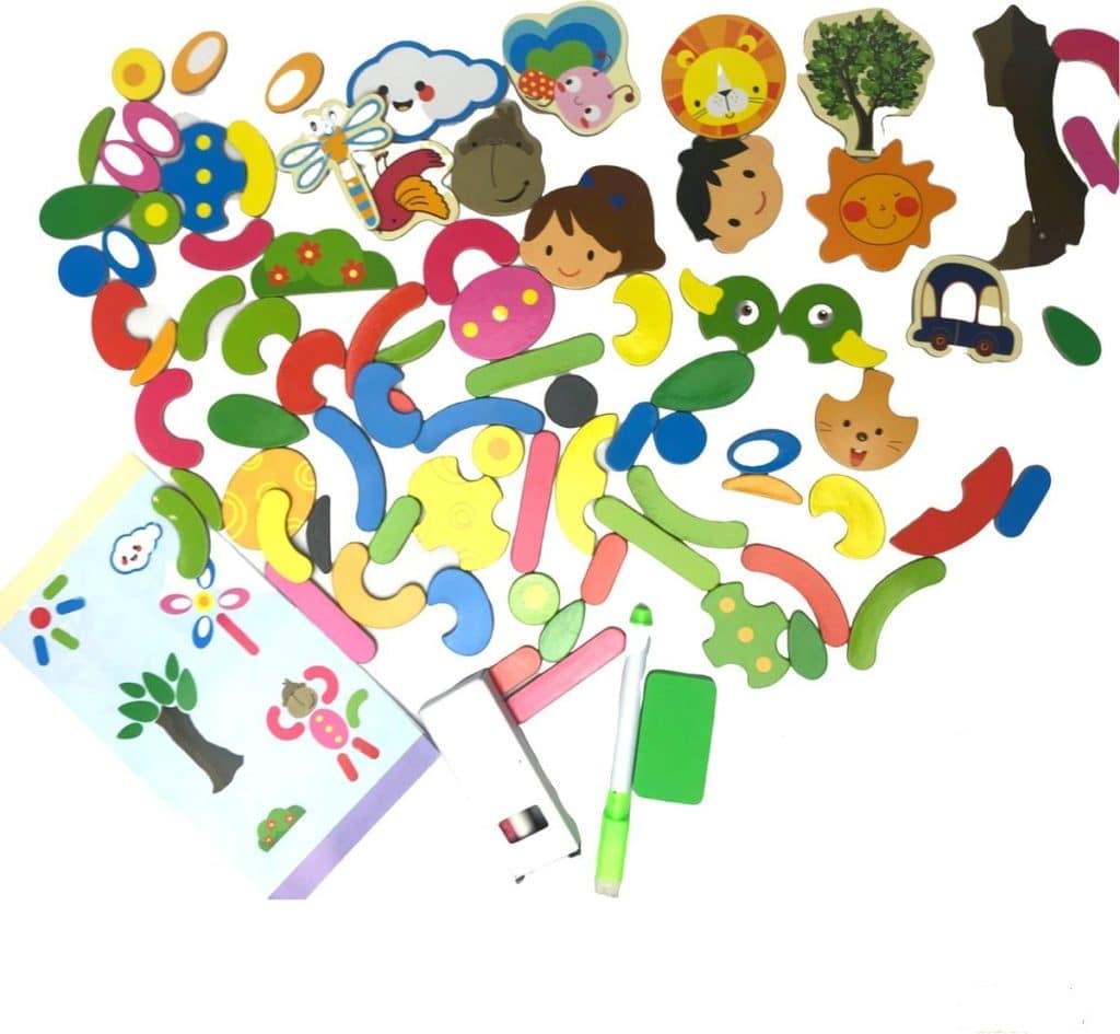 Cadeau tip voor vandaag voor je hoogbegaafde kleuter: Educatief houten magnetische puzzel dubbelzijdige schoolbord, een fantasierijk speelgoed